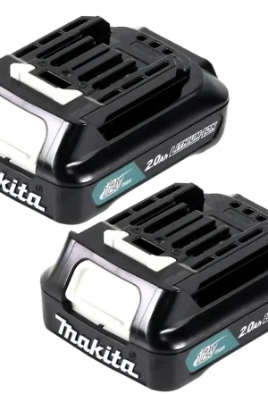 Makita Batteries Power Set Li 12V - 2x pièces BL1021B 2.0Ah (197396-9) - successeur de BL1020B Bon Plan