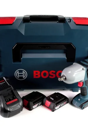 Authentique Clé à chocs rotative sans fil Bosch GDS 18V-LI HT 18V 650 Nm (06019B1302) avec 2x batterie 2,0 Ah et chargeur en L-Boxx