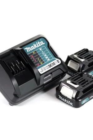 Kit d'alimentation Makita 12 V avec 2 batteries BL1021B 2,0 Ah + chargeur DC10WD Nouvelle Collection