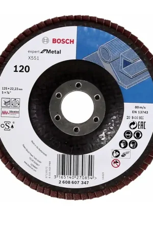 Bosch X551 Expert for Metal Disque à lamelles, 125mm, K120 - 100 pcs. (100x 2608607347) Certifié