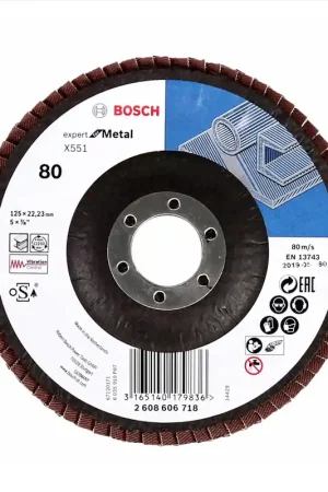 Retour Gratuit Bosch X551 Disques à lamelles Expert for Metal 125mm, K80, 50 pièces ( 50x 2608606718 )