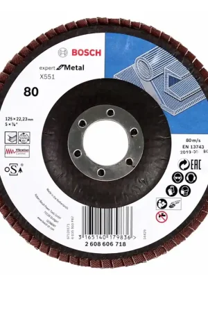 Bosch X551 Disques à lamelles Expert for Metal 125mm, K80, 100 pièces ( 100x 2608606718 ) Vente Flash