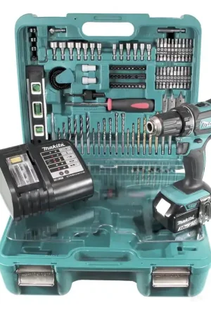 Nouvel Arrivage Makita DDF 482 SFTK Perceuse-visseuse sans fil 18V 62Nm + 1x Batterie 3,0 Ah + Chargeur + Coffret de 101 pièces d'outils