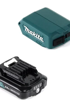Makita DEAADP08 A1 Adaptateur USB pour batteries rechargeables 10,8V-12V + batterie 2,0 Ah ( 197396-9 ) Produit De Marque