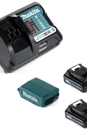 Commander Maintenant Makita DEAADP08 WA Adaptateur USB pour batteries rechargeables 10,8V-12V + 2x 2,0 Ah batteries rechargeables ( 197396-9 ) + chargeur ( 197343-0 )