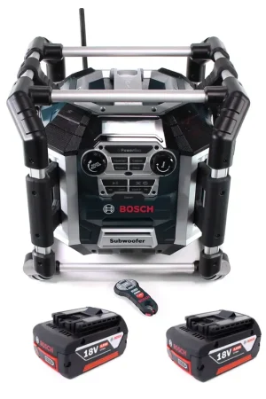 Bosch GML 50 chargeur radio de batterie radio de chantier 18V 50W IP54 + 2x batteries 5,0Ah - sans chargeur Petit Prix