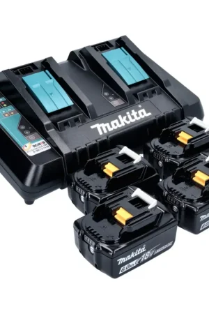 Makita Power Source Set de 2 Batteries BL1860B 6,0Ah 18V + Chargeur rapide double DC18RD (196933-6) Super Prix