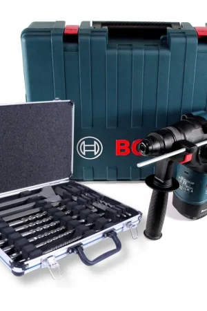 Quantité Limitée Marteau perforateur Bosch GBH 3-28 DRE 800 watts SDS plus dans un coffret + jeu de 17 forets et burins SDS plus dans un coffret en aluminium