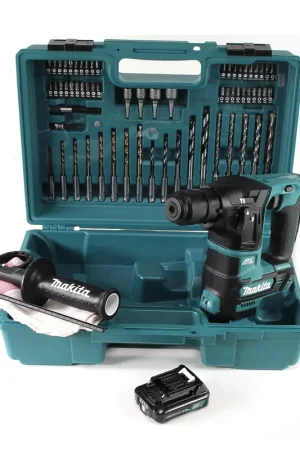 Commander Vite Makita HR 166 DA1E1 Marteau perforateur sans fil 10,8 V SDS-Plus sans balais + Coffret + 64 pièces Set d'accessoires + 1x batterie 2,0Ah - sans chargeur