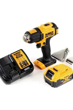 Jusqu'à Épuisement Des Stocks DeWalt DCE 530 P1 Pistolet à air chaud sans fil 18V 530C + 1x batterie 5,0Ah + 1x chargeur + réflecteur de surface et réflecteur