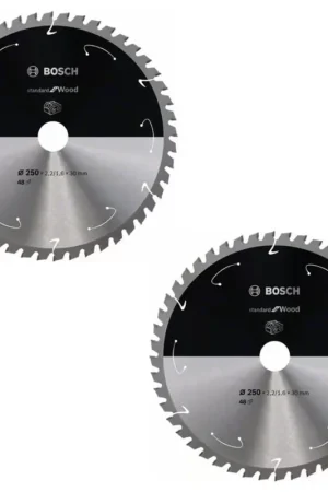 Certifié Bosch Lame de scie circulaire Standard for Wood 250 x 2,2 x 30 mm - 48 dents (2x 2608837728 )