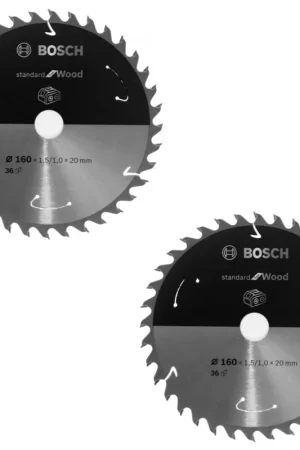 Bosch Lame de scie circulaire Standard pour bois 160 x 1,5 x 20 / 15,875 mm - 36 dents (2x 2608837677 ) Expédition Rapide