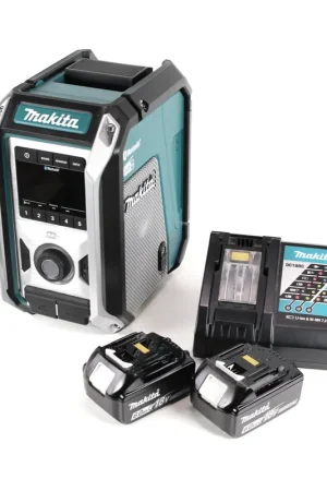 Dernier Modèle Makita DMR 115 RG radio de chantier à batterie 12V - 18V Bluetooth DAB+ IP65 + 2x batteries 6,0 Ah + chargeur