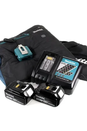 Couverture chauffante Makita DCB 200 RFA 14,4V - 18V 3 niveaux de chauffage Connexion USB + 2x batterie 3,0Ah + chargeur Achetez Aujourd'hui