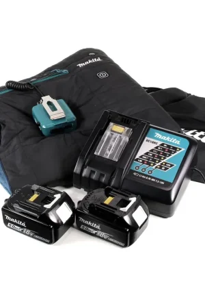 Commander Vite Couverture chauffante Makita DCB 200 RT1A 14,4V - 18V 3 niveaux de chauffage Connexion USB + 2x batterie 5,0Ah + chargeur