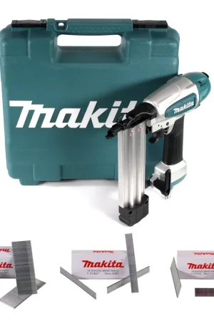 Acheter En Ligne Cloueur à tête de compression à air comprimé Makita AF 506 15-50 mm 4,3-8,3 bars + 50 000x clous à tête de compression 15/20/25/30/32/35/38/40/45/50 mm + coffret