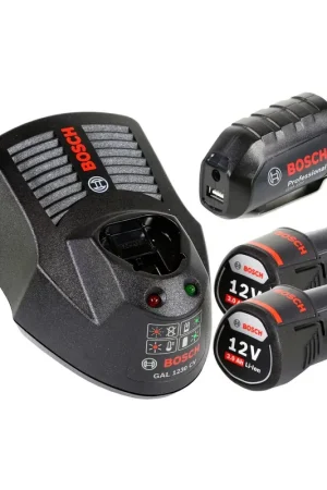 Acheter En Ligne Bosch USB Power Set 12V 2x 3.0Ah batterie + chargeur + batterie GAA 12V adaptateur de fixation chargeur USB