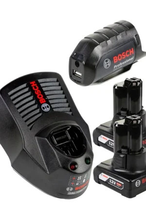Prix Promo Bosch USB Power Set 12V 2x 6,0Ah batterie + chargeur + batterie GAA 12V adaptateur de fixation chargeur USB