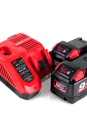 Livraison Express Milwaukee M18NRG-902 Set de démarrage 18V : 2x Batteries M18 B9 9,0Ah + Chargeur M12-18FC ( 4933451422 )
