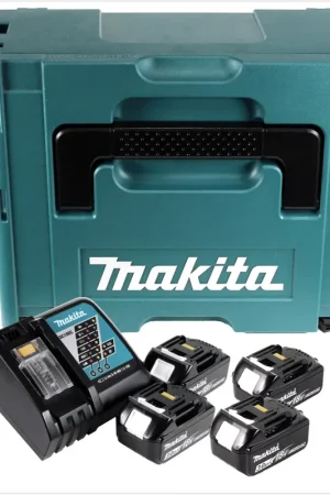 Kit source d'alimentation Makita - 4x Batteries 3,0 Ah + Chargeur + Insert système + Coffret Makpac 2 Prix Cassé