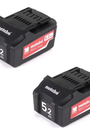 Offre Du Jour Metabo Kit batterie Li-Power 18V avec 2x batterie 5,2Ah ( 625592000 )
