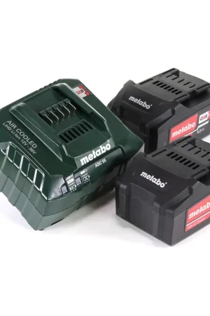 Vente Directe Metabo Kit de base sans fil 18V avec 2x batterie 5,2Ah ( 625592000 ) + chargeur ASC 55 ( 627044000 )
