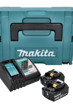 Réduction Makita Kit d'alimentation 18 V (198116-4) - 2x Batteries BL 1860 B + Chargeur DC 18 RC + Coffret Makpac