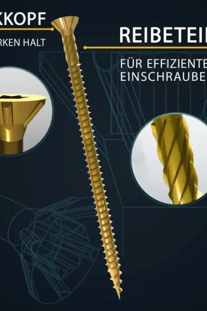 FORTE Tools Vis à bois universelle 3,5 x 25 mm T15, Galvanisée jaune, Tête fraisée Torx, Filetage total, 800 pcs. (4x 000051399467) Prix Bas