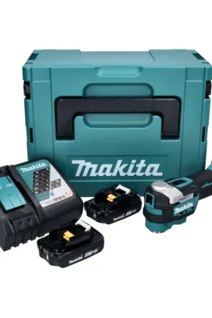 Bon Marché Makita DTM 52 RAJ Outil multifonctions sans fil 18 V Starlock Max Brushless + 2x batterie 2,0 Ah + chargeur + Makpac