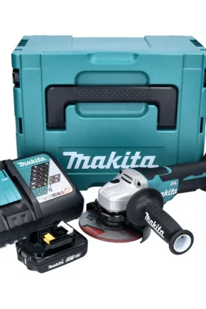Bon Marché Makita DGA 515 RA1J Meuleuse d'angle sans fil 18 V 125 mm Brushless + 1x Batterie 2,0 Ah + Chargeur + Makpac