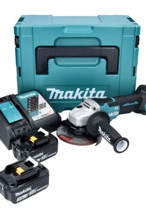 Affaire À Saisir Makita DGA 515 RFJ Meuleuse d'angle sur batterie 18 V 125 mm sans balais + 2x batteries 3,0 Ah + chargeur + Makpac