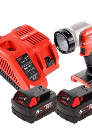 Milwaukee M18 TLED Lampe torche LED + 2x Batteries 6,0 Ah + Chargeur Certifié