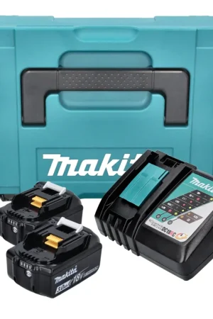 Makita Power Source Kit 18 V ( 197952-5 ) avec 2x BL 1830 B batterie rechargeable 3,0 Ah + DC 18 RC chargeur + Makpac Offre Exclusive