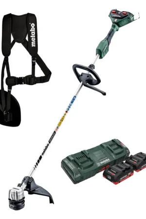 Produit De Marque Metabo FSD 36-18 LTX BL 40 Débroussailleuse sans fil 36 V (2x 18 V) manche rond sans balais + 2x Batteries 4,0 Ah + Chargeur double + Sangle arrière