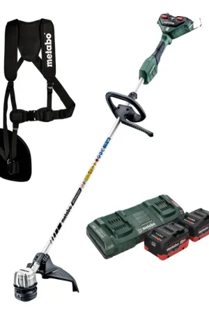 Metabo FSD 36-18 LTX BL 40 Débroussailleuse sans fil 36 V (2x 18 V) manche rond brushless + 2x Batteries 5,5 Ah + Chargeur double + Sangle arrière Vente Flash