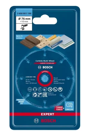 Bosch EXPERT Carbide Multi Wheel Disque à tronçonner 76 x 10 mm - 1 pièce ( 2608901196 ) Technologie carbure Offre Exclusive