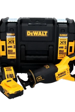 Affaire À Saisir DeWalt DCS 382 P1T Scie sabre sans fil 18V + 1x Batterie 5,0 Ah + Chargeur + Coffret de transport TSTAK