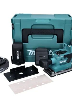 Usine Directe Makita DBO 380 F1J Ponceuse orbitale sans fil 18 V 93 x 185 mm brushless + 1x Batterie 3,0 Ah + Makpac - sans chargeur