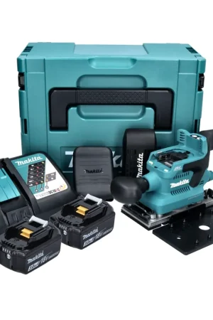 Dernière Chance Makita DBO 380 RFJ Ponceuse orbitale sans fil 18 V 93 x 185 mm brushless + 2x Batteries 3,0 Ah + Chargeur + Makpac
