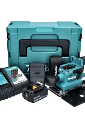 Ponceuse orbitale sur batterie Makita DBO 380 RM1J 18 V 93 x 185 mm sans balais + 1x batterie 4,0 Ah + chargeur + Makpac Commander Maintenant