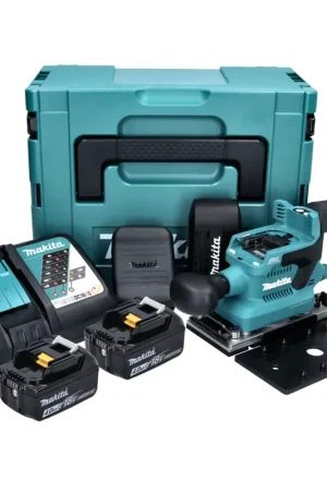 Ponceuse orbitale sur batterie Makita DBO 380 RMJ 18 V 93 x 185 mm sans balais + 2x batteries 4,0 Ah + chargeur + Makpac Remise