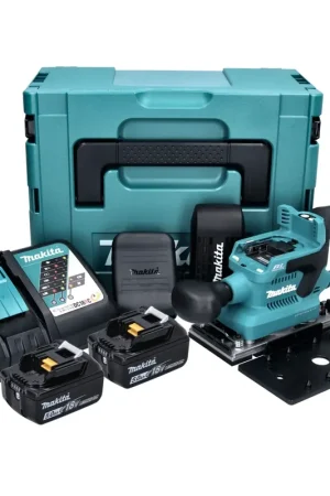 Offre Du Jour Makita DBO 380 RTJ Ponceuse vibrante sans fil 18 V - 93 x 185 mm - Brushless + 2x Batteries 5,0 Ah + Chargeur + Makpac