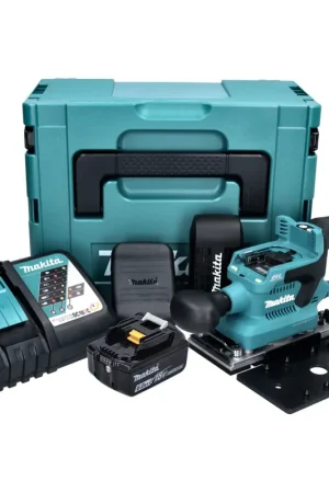 Réduction Makita DBO 380 RG1J Ponceuse vibrante sans fil 93 x 185mm Brushless 18V + 1x Batterie 6,0 Ah + Chargeur + Coffret Makpac