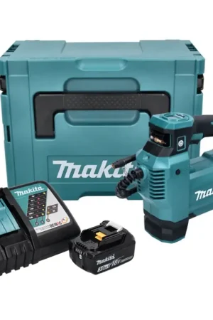 Promotion Saisonnière Makita DMP 181 RF1J Gonfleur sans fil 11.1 bar 18 V + 1x Batterie 3,0Ah + Chargeur + Coffret Makpac