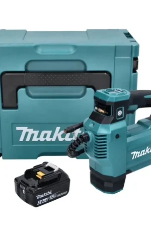 Promotion Saisonnière Makita DMP181T1J Compresseur/Gonfleur sans fil 11,1 bar 18V + 1x Batterie 5,0 Ah + Coffret Makpac - sans chargeur