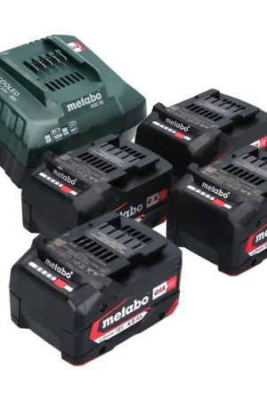 Metabo Set de base 4x Batteries Li-Power 4,0 Ah 18V CAS Li-Ion + Chargeur ASC 55 (4x 625027000) (627044000) Meilleur Prix