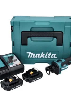 Makita DCO 181 RAJ Trancheuse rotative sans fil 18 V 32000 tr/min Brushless + 2x batterie 2,0 Ah + chargeur + Makpac Quantité Limitée