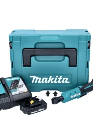 Makita DWR 180 RA1J Visseuse à cliquet sans fil 18 V 47,5 Nm 1/4'' 3/8'' + 1x batterie 2,0 Ah + chargeur + Makpac Livraison Express