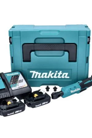 Makita DWR 180 RAJ Visseuse à cliquet sans fil 18 V 47,5 Nm 1/4'' 3/8'' + 2x batterie 2,0 Ah + chargeur + Makpac Petit Prix