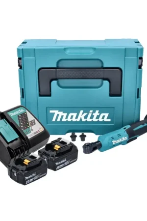 Makita DWR 180 RMJ Visseuse à cliquet sans fil 18 V 47,5 Nm 1/4'' 3/8'' + 2x batterie 4,0 Ah + chargeur + Makpac Pas Cher
